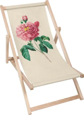 Immagine prodotto di Dreamroots sdraio pieghevole in legno fino a 130 kg, sdraio pieghevole con regolazione dell'inclinazione dello schienale in 3 fasi, fiori rosa vintage