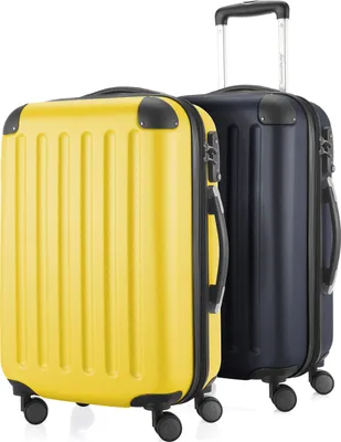 Produktbild von HAUPTSTADTKOFFER - Spree - 2 x Handgepäck-Trolleys mit Dehnfalte, Kofferset Kabinenkoffer-Set, Bordgepäck erweiterbar TSA, 4 Rollen 55 cm, 42 Liter,Gelb-Dunkelblau