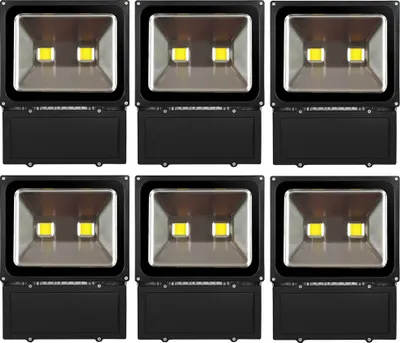 Immagine prodotto di 6 pezzi di proiettori LED da 100 W per esterni, Greenmigo, luce bianca calda, impermeabili IP65, illuminazione di sicurezza super luminosa per giardino, cortile, magazzino, piazza, Plaka
