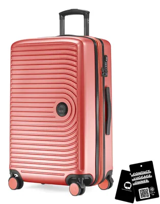 Immagine prodotto di Valigia media + targhetta digitale, valigia da viaggio espandibile, trolley per il check-in 90L, dimensioni della cintura 158 cm, trolley con doppie ruote TSA, corallo
