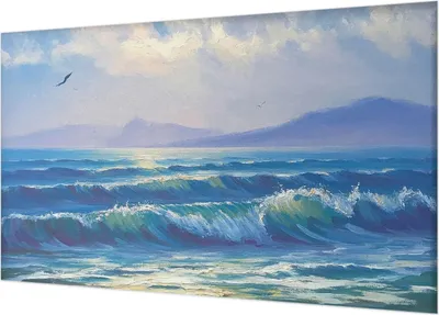 Produktbild von Fototapete - Wandbilder für Wohnzimmer - 416x254 - Dekorative Wandfolie - Modernes Design für Wanddekoration - Tapeten für Innenräume - Meereswellen