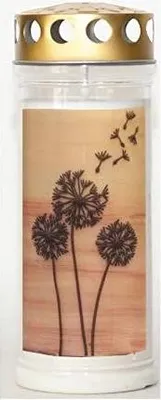 Produktbild von Grabkerze Wochenbrenner mit Deckel und Motiv Auswahl, 7 Tage Brenndauer, Pusteblume 6 Stück