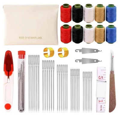 Image de Kit de couture de 44 pièces comprenant des aiguilles en acier "Big Eye" et des accessoires, le tout dans un sac à dos