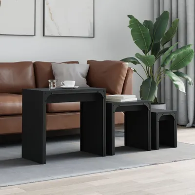 Image de Maison Exclusive - Tables gigognes 3 pièces Noir Matériau dérivé du bois