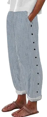 Produktbild von Elzusha – Damenhose, gestreift, hohe Taille, Palazzo-Schnitt