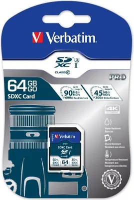 Obrázek produktu pro Verbatim Pro U3 Sdxc Karte 64Gb