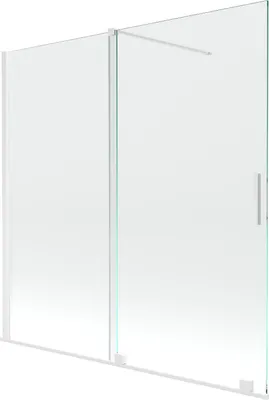 Produktbild von Mexen Velar Duschabtrennung für die Badewanne, 2-flügelig, verschiebbar, 160 x 150 cm, transparent, weiß - 896-160-000-01-20