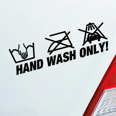 Produktbild von Auto Aufkleber Hand Wash Only Tuning Lustig Spruch 15x5 cm Schwarz Glanz Sticker Heckscheibenaufkleber