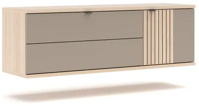 Produktbild von Garderoben Schuhschrank mit 133 cm in grau mit Eiche, 1 Klappe & 1 Tür - PALADE-36
