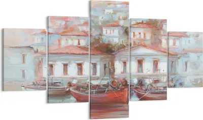 Produktbild von Bild auf Leinwand - Leinwandbild - 5 Teile - Bild Segelboot Hafen - 125x70cm - Wand Bild - Wanddeko - Wandbilder - Leinwanddruck - Bilder - Wanddekoration - Leinwand bilder - Wandbild - EA125x70-4937