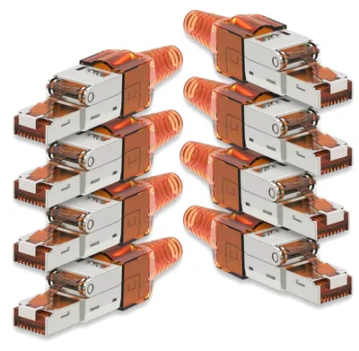 Produktbild von 8x Netzwerkstecker CAT 7 Werkzeuglos RJ45 Netzwerk Metall Stecker Verlegekabel