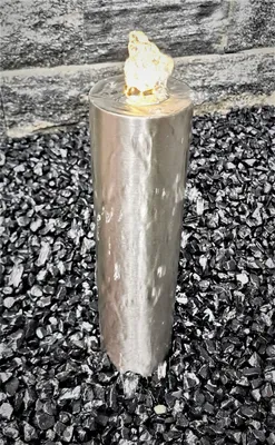 Produktbild von Säulenbrunnen 40 / 10 cm rund Edelstahl matt gebürstet incl. LED ohne Becken Gartenbrunnen