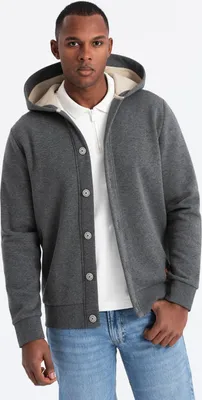 Produktbild von Ombre Clothing Herren-Kapuzenpullover mit Kapuze Jelira graphitmelange S