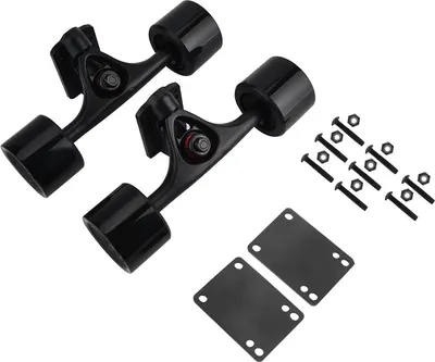 Produktbild von 2 Stück Skateboard-Truck mit Skate-Rad-Riser-Pad-Lagerzubehör (schwarzer Schaft, schwarzes Rad)