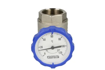 Produktbild von Simplex Kugelhahn 1' IG mit Thermometer blau, Herst.-Nr F10150