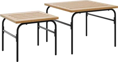 Produktbild von vidaXL Outdoor-Satztische 2 Stk. Braun und Schwarz Stahl