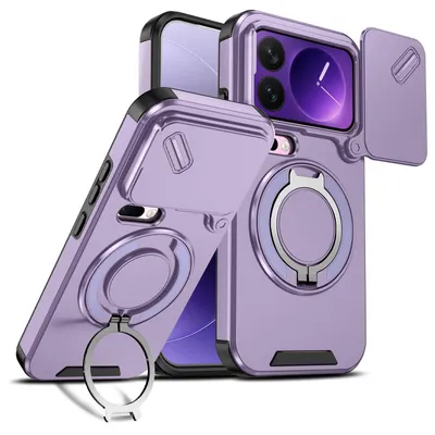 Obrázek produktu pro Dvouvrstvé pouzdro pro Xiaomi 18 Pro, s posuvným krytem fotoaparátu a magnetickým kroužkovým stojánkem Fialová