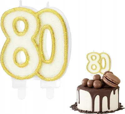 Obrázok produktu pre Narodeninová Sviečka Číslo 80 Zlaté Kovové Číslo Pre Narodeninovú Párty