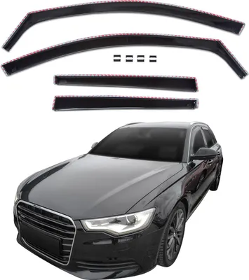 Produktbild von J&J AUTOMOTIVE | GP Windabweiser Für Audi A6 (C7) 2011-2018 Kombi, 4tlg, GP Regenabweiser, Schwarz, Getönt, Aerodynamisch, Einfache Montage, Befeistigung mit Clips