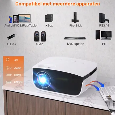 Imagen del producto de Beamer Mini: 7500 lúmenes, resolución Full HD de 1920 x 1080. Portátil, ideal para uso en interiores y exteriores