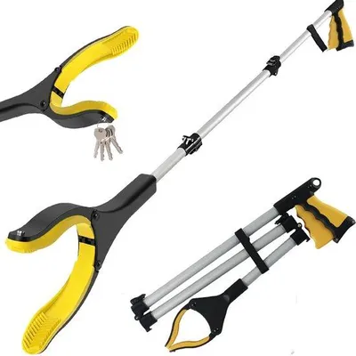 Produktbild von Unyqoos® Klappbare Greifzange 110 cm – Aluminium, faltbar auf 42 cm, Magnetspitzen, ergonomischer Griff für müheloses Aufheben von Müll & kleinen Metallgegenständen