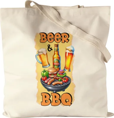 Produktbild von Beer & BBQ Bier Grillen lustiges Bier Spruch Jutebeutel
