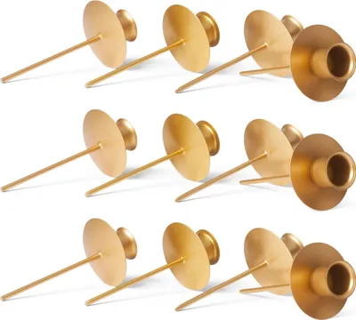 Produktbild von Novaliv 12x Kerzenhalter Metall Stabkerzen GOLD Kerzeneinsatz Tafelkerzen Kerzentüller Metall Kerzenständer Kerzenpin Adventskranzkerzenhalter Kerzenpick Kerzenhalter für Adventskranz