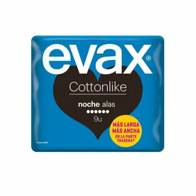 Zdjęcie produktu dla Evax Bawełniane podpaski higieniczne na noc ze skrzydełkami 9 sztuk