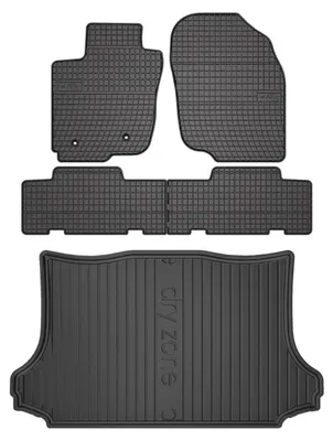 Produktbild von Gummimatten + Kofferraumwanne für Toyota RAV4 III 2006-2012 (SUV, fester Ladeboden) – Schwarz, passgenau – Wielganizator SolidPRO