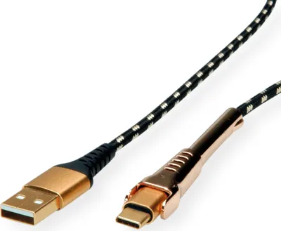 Productafbeelding van ROLINE GOLD USB 2.0 synchronisatie- en oplaadkabel, USB-A/USB-C, met kabelsteun, 1 meter
