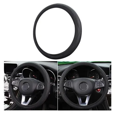Immagine prodotto di Copertura per volante sportiva, antiscivolo, universale, in microfibra effetto pelle, colore nero, per volanti di 37-38 cm