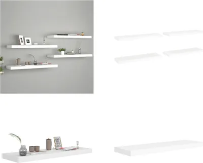 Obrázek produktu pro vidaXL Plovoucí police 4 ks. Bílá 80x23,5x3,8 cm MDF - Nástěnná police - Nástěnné police - Plovoucí nástěnná police - Plovoucí nástěnná police