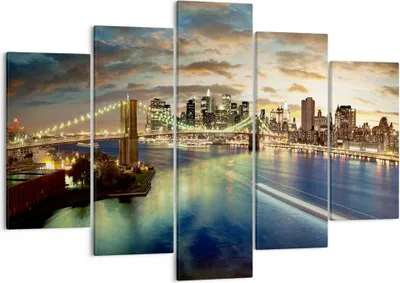Produktbild von Bild auf Leinwand - Leinwandbild - Amerika Architektur New York - 150x100cm - Wand Bild - Wanddeko - Leinwanddruck - Bilder - Kunstdruck - Wanddekoration - Leinwand bilder - Wandkunst - EA150x100-0226