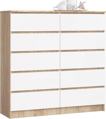 Obrázok produktu pre Vysoká komoda 120 cm s 10 zásuvkami, príborník, skriňa, kredenc, výška 121 cm