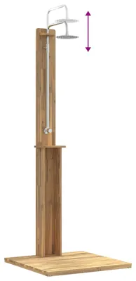 Produktbild von Gartendusche 217 cm Massives Akazienholz und Edelstahl Weiß