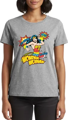 Produktbild von Spreadshirt DC Comics Wonder Woman Retro Frauen Premium T-Shirt, 5XL, Grau meliert