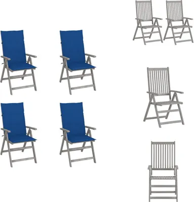 Image de vidaXL Chaise à haut dossier Réglable 4 pièces avec coussins Bois massif Acacia - Chaises de jardin