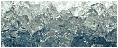 Produktbild von Wallario Premium Glasbild, freischwebende Optik, kräftige Farben, Größe 80 x 32 cm Motiv Leuchtendes Eis in blau-grau