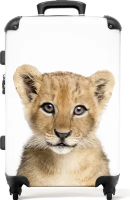 Produktbild von NoBoringSuitcases.com® Großer Koffer - Löwe - Tiere - Natur - Weiß - Kombinationsschloss TSA - Hartschalen Trolley 4 Rollen - 72 liter - Reisekoffer - 66 cmKoffer Mittelgroß 67x43x25 cm, 72L,