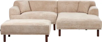 Zdjęcie produktu dla BELIANI Sofa narożna z otomaną lewostronna beżowa tapicerka wodoodporna puf na nóżkach narożnik 4-osobowy