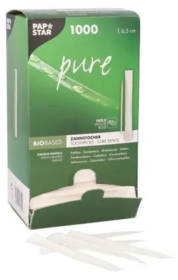 Image de 12000 Papstar cure-dents, bois enveloppé pur rond 6,5 cm 16701