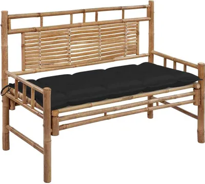 Produktbild von Möbel Gartenbank mit Auflage 120 cm Bambus - Gartenbänke 3063898