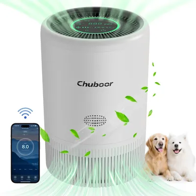 Produktbild von PJ08 Luftreiniger - HEPA H13 - WLAN/App Steuerung - Leise 25 dB - CADR 185 m³/h - Für 35–60 m² Räume - Entfernt PM2,5, Pollen, Tiergeruch & Rauch - Weiß