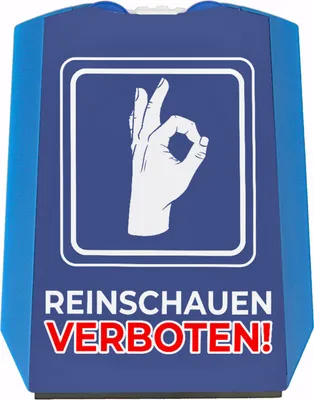 Produktbild von Reinschauen Verboten Parkscheibe mit witzigem Motiv und 2 Einkaufswagenchips