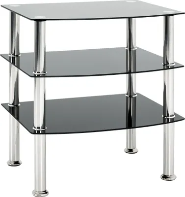 Produktbild von HAKU Beistelltisch edelstahl, schwarz - Edelstahl, Sicherheitsglas 5 mm, B/H/T: 54x59x45 cm
