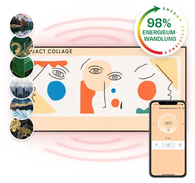 Produktbild von Klarstein Infrarotheizung mit Bild, 700W Infrarotheizung mit Thermostat & IoT/WiFi Infrarotheizung Wandmontage/Deckenmontage mit Erkennung Offener Fenster, CO2-Freie Infrarot Heizung für Badezimmer