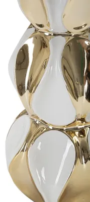 Produktbild von Tischlampe aus weißer und goldener Keramik Ø cm 28x46