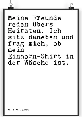 Produktbild von Mr. & Mrs. Panda Bild Meine Freunde reden übers... DIN A4 - Weiß - Geschenk, wanddeko, lustig, Spruch, Wandbild, drucke, Sprüche, Einhorn, Kunstdruck, Unicorn, Plakat