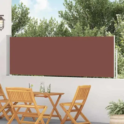 Zdjęcie produktu dla Markiza boczna do ogrodu - rozkładana osłona przeciwsłoneczna - 100 x 500 cm - poliester odporny na promieniowanie UV - automatyczne zwijanie - czerwona tkanina
