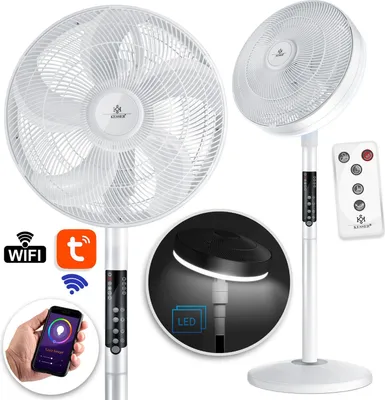Produktbild von KESSER® 4in1 Standventilator Tischventilator mit App Wifi , Fernbedienung | mit LED-Licht Tischlampe Stehlampe Leselampe | Timer | leise Oszillation 120 Grad | Ventilator | 4 Geschwindigkeiten